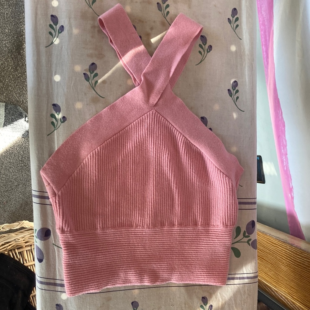 NWOT A&F Ottoman Cross Neck Tank Top light pink size S